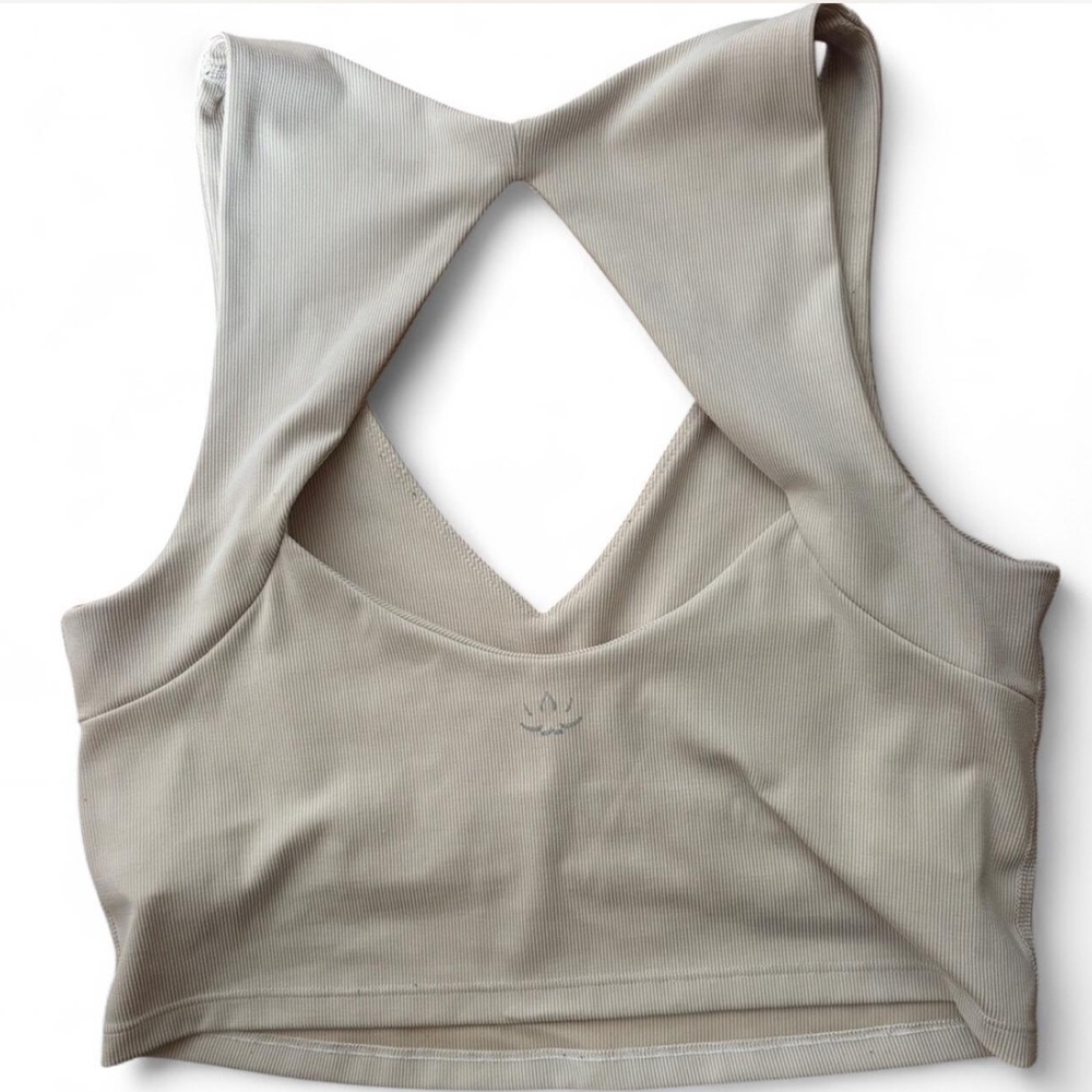 Beyond Yoga Racerback Ribbed Crop Top Cream White Size Large